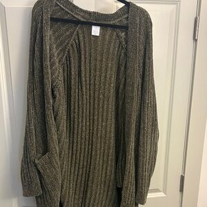 Time and Tru Ribbed Knit Cardigan in Olive